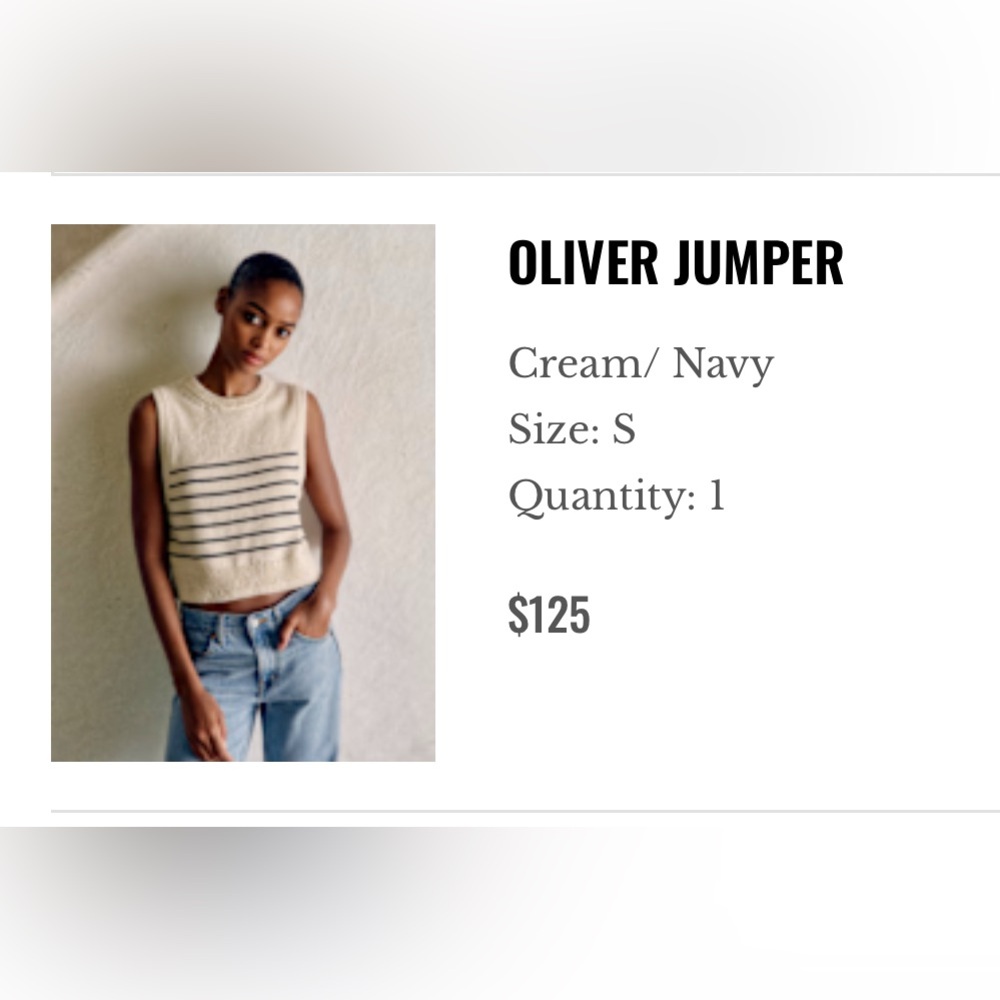 Sezane, Oliver jumper, cream/ navy strips, s, cotton